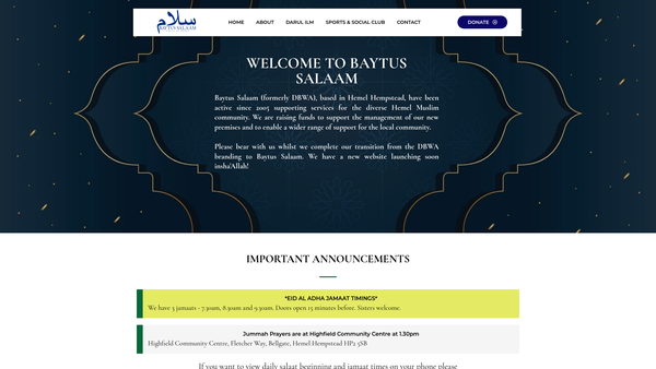Screenshot of the Dacorum Bangladeshi Welfare Association website