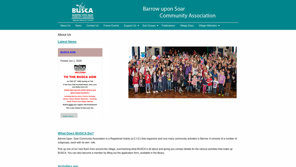 Screenshot of the Barrow-Upon-Soar Community Association website