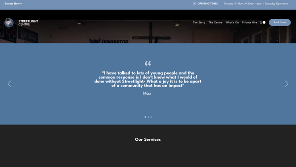 Screenshot of the Streetlight Project website