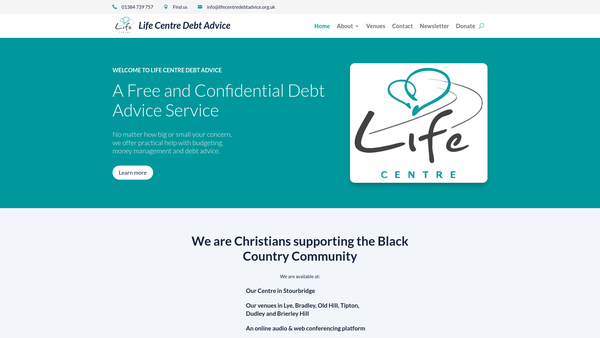 Screenshot of the Life Centre Stourbridge website