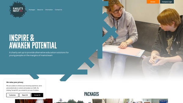 Screenshot of the Eagle's Nest Project website