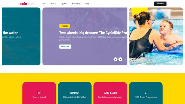 Screenshot of the Epic Kidz website