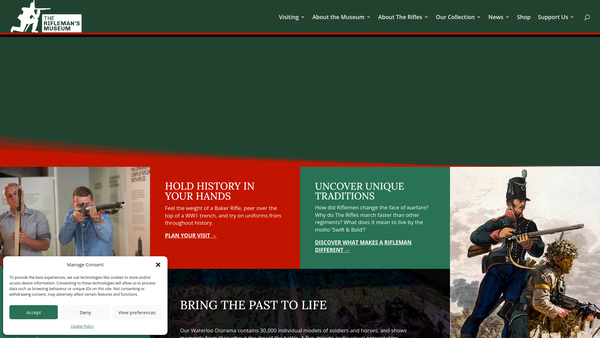 Screenshot of the The Rifleman's Museum Trust website