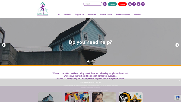 Screenshot of the Wycombe Homeless Connection website