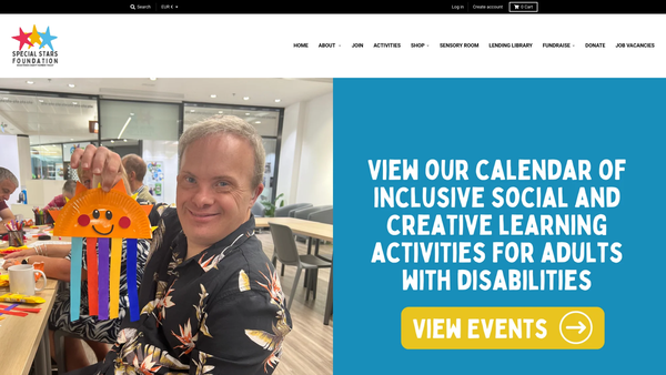 Screenshot of the Special Stars Foundation website