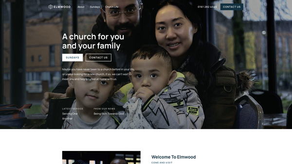 Screenshot of the Elmwood Church website
