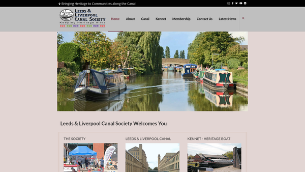 Screenshot of the Leeds & Liverpool Canal Society website