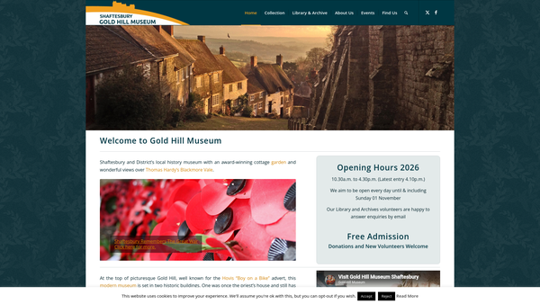 Screenshot of the The Shaftesbury & District Historical Society website