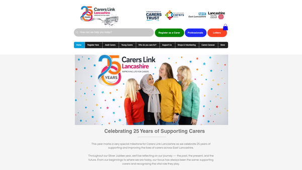 Screenshot of the Carers Link - Lancashire website
