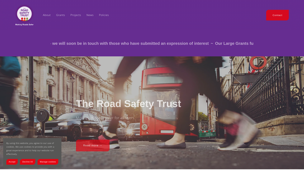 Screenshot of the The Road Safety Trust website