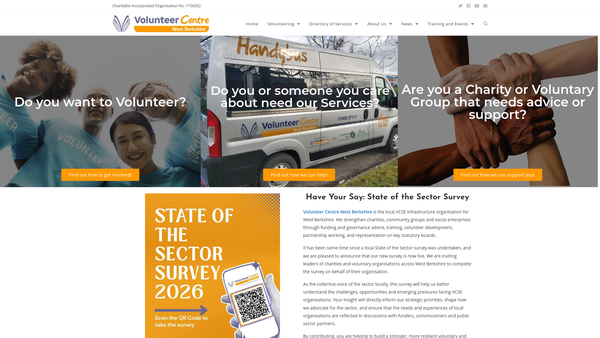 Screenshot of the Volunteer Centre West Berkshire website