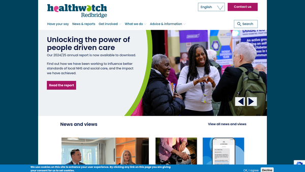 Screenshot of the Healthwatch Redbridge website