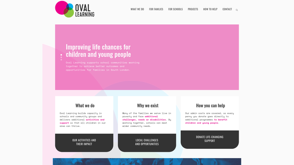Screenshot of the Oval Learning Cluster website