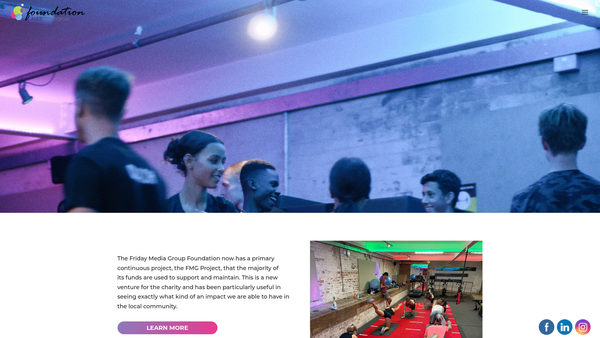 Screenshot of the Friday Media Group Foundation website