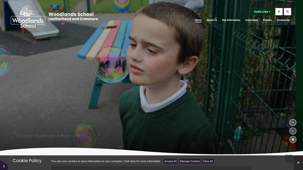 Screenshot of the Woodlands School Charitable Trust website