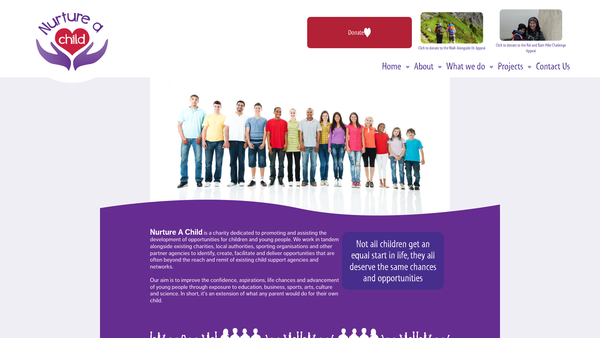 Screenshot of the Nurture A Child website