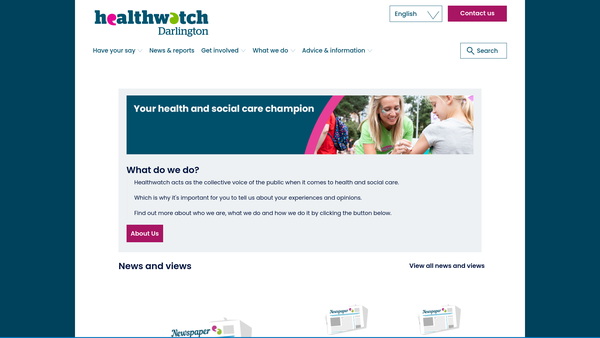 Screenshot of the Healthwatch Darlington Limited website