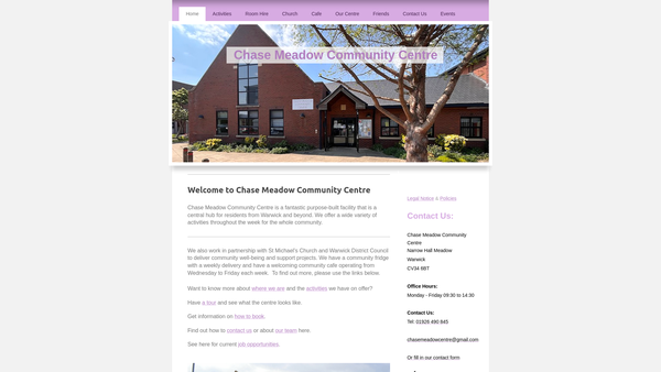 Screenshot of the Chase Meadow Community Centre Ltd website