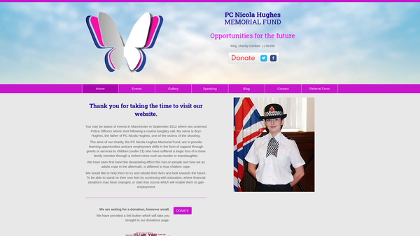 Screenshot of the Pc Nicola Hughes Memorial Fund website