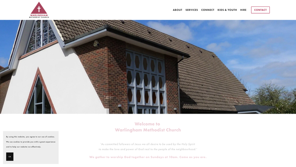 Screenshot of the Warlingham Methodist Church website
