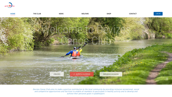 Screenshot of the Devizes Canoe Club website