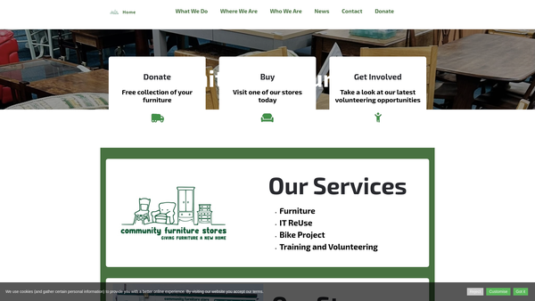 Screenshot of the Community Furniture Store (Ryedale) Limited website
