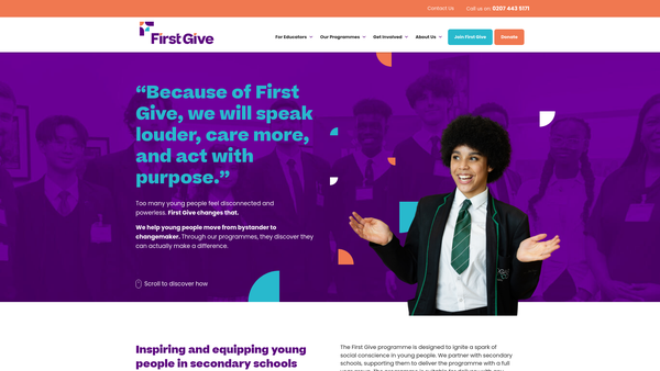 Screenshot of the First Give website