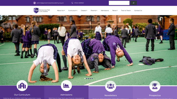 Screenshot of the Friends Of Grosvenor Park C Of E Academy website