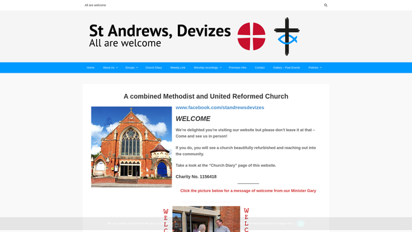 Screenshot of the St Andrews Church, Devizes website