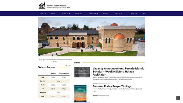 Screenshot of the Muslim Community & Education Centre (Mcec) website