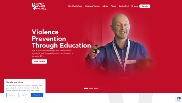 Screenshot of the Stand Against Violence website