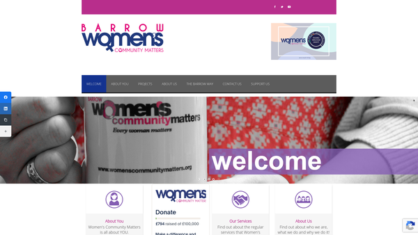 Screenshot of the Women's Community Matters website