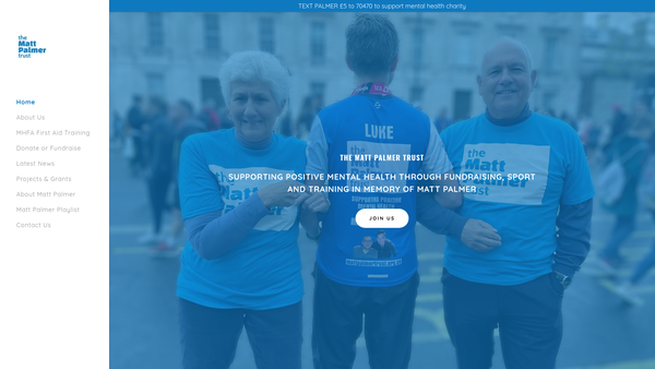 Screenshot of the The Matt Palmer Trust website