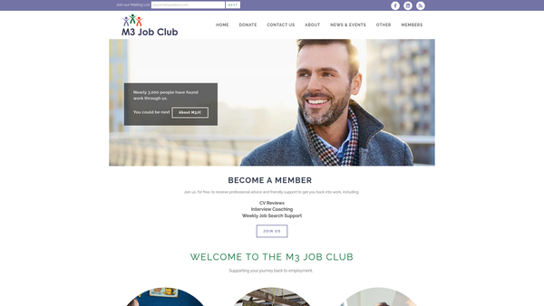Screenshot of the M3 Job Club website