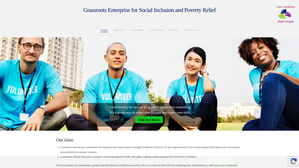 Screenshot of the Grassroots Enterprise For Social Inclusion And Poverty Relief-Gesipr website