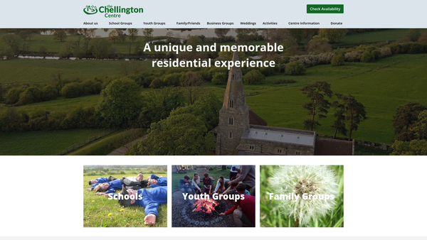 Screenshot of the The Chellington Centre website