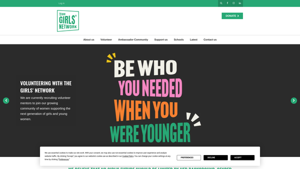 Screenshot of the The Girls' Network website