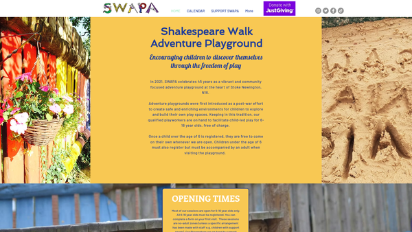 Screenshot of the Shakespeare Walk Adventure Playground website
