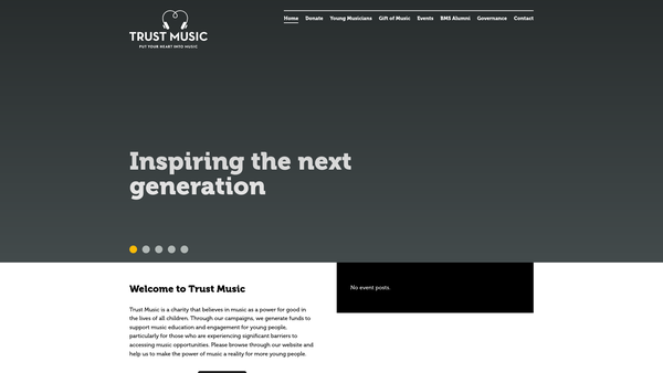Screenshot of the Trust Music website
