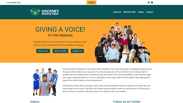 Screenshot of the Hackney People First website