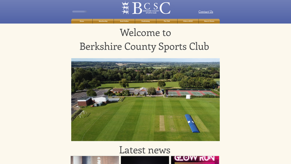 Screenshot of the Berkshire County Sports Club website