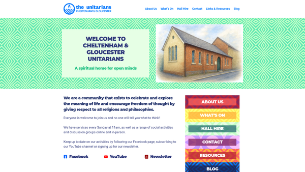 Screenshot of the Cheltenham And Gloucester Unitarians website