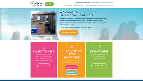 Screenshot of the Hambleton Foodshare website
