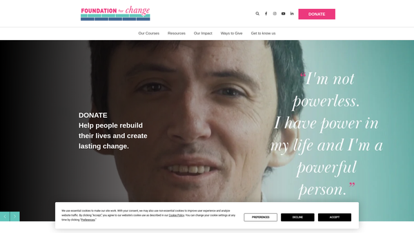 Screenshot of the Foundation For Change website