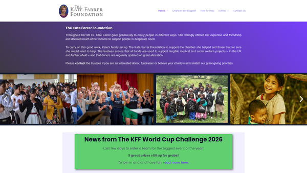 Screenshot of the The Kate Farrer Foundation website