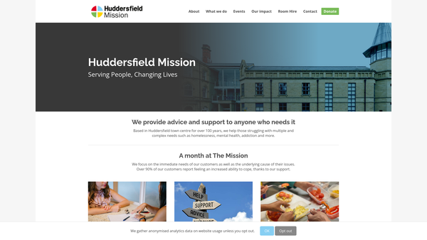 Screenshot of the Huddersfield Mission website