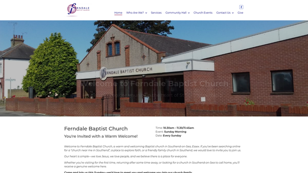 Screenshot of the Ferndale Baptist Church Ltd website