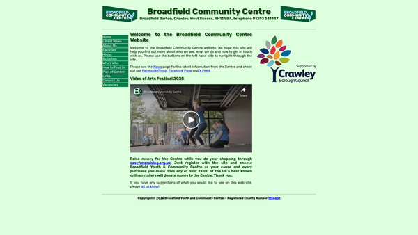 Screenshot of the Broadfield Youth And Community Centre website