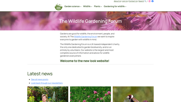Screenshot of the The Wildlife Gardening Forum website