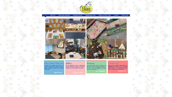 Screenshot of the Blues Pre-School Nursery website